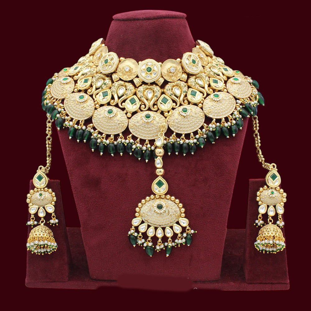 JCM Gold Plated Pota Stone And Beads Choker Necklace Set