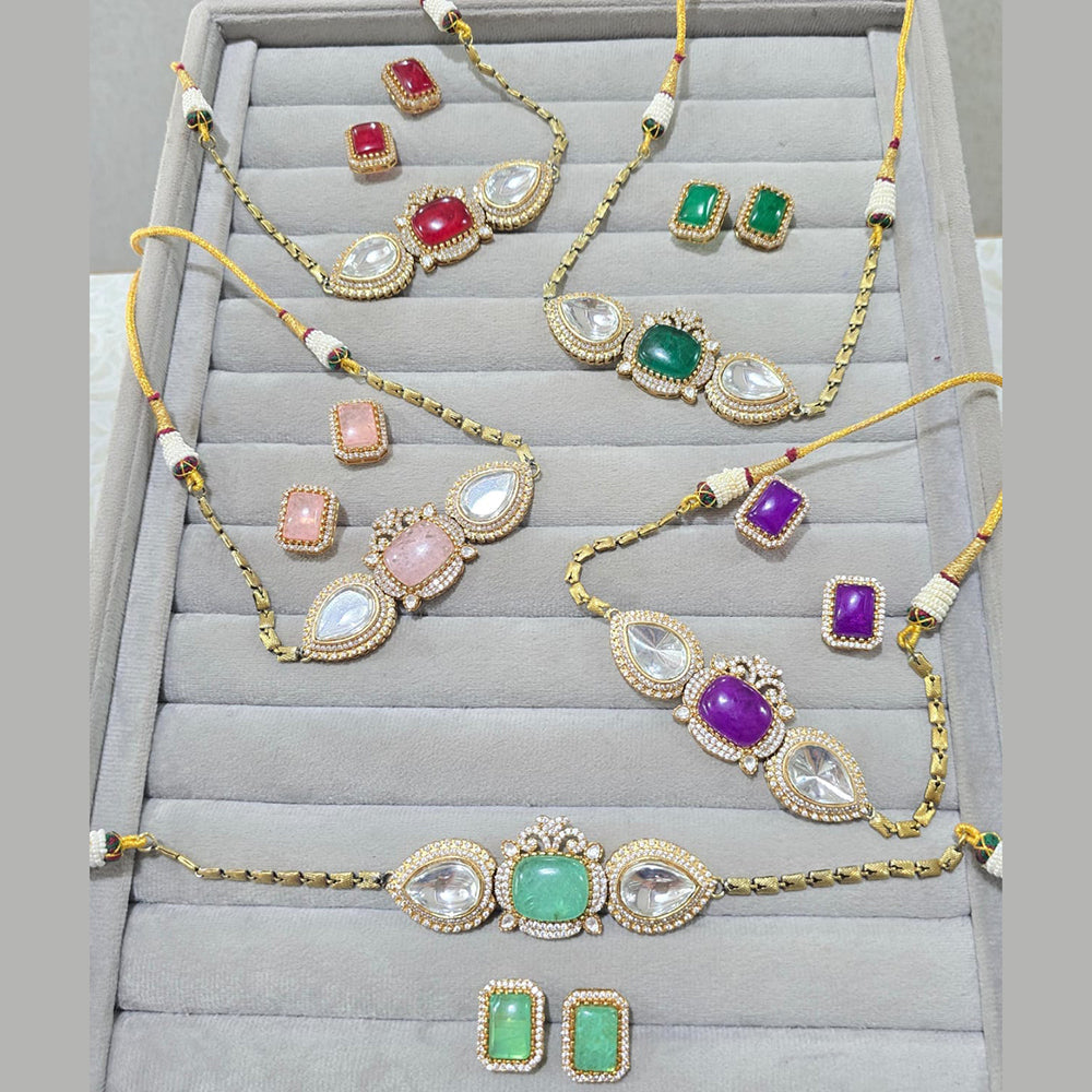 JCM Gold Plated Austrain Stone Choker Necklace Set
