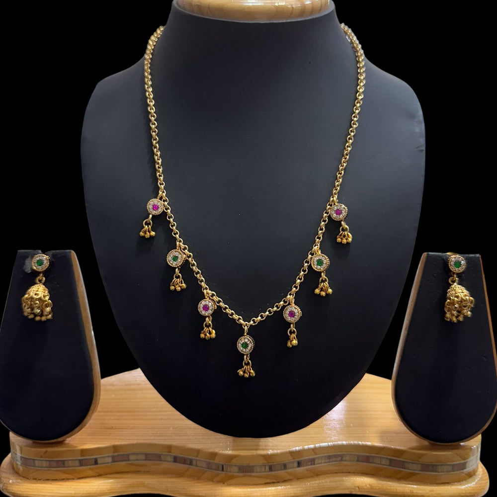 JCM Gold Plated Pota Stone And Pearls Necklace Set