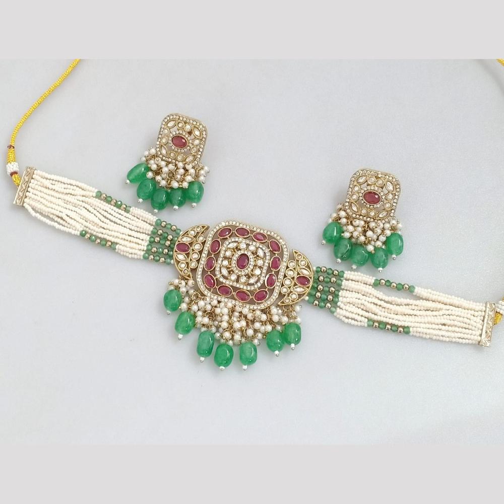 JCM Gold Plated Pota Stone And Beads Necklace Set