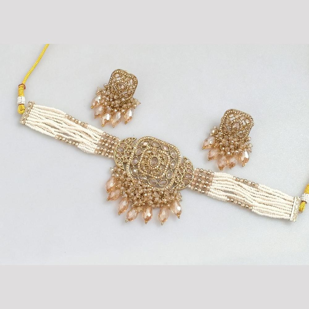 JCM Gold Plated Pota Stone And Beads Necklace Set