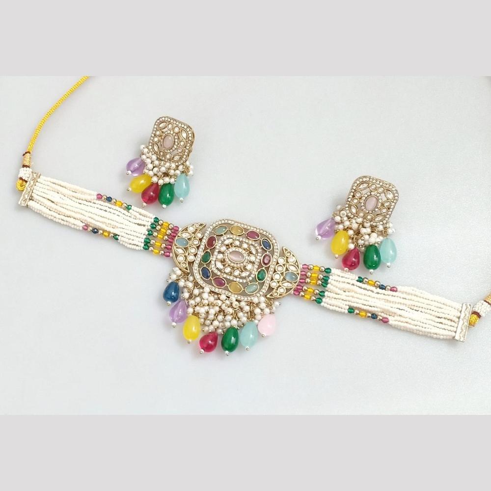 JCM Gold Plated Pota Stone And Beads Necklace Set