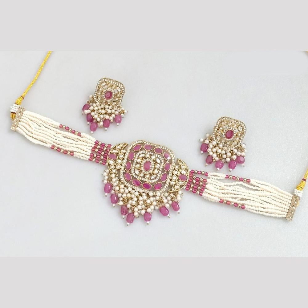 JCM Gold Plated Pota Stone And Beads Necklace Set