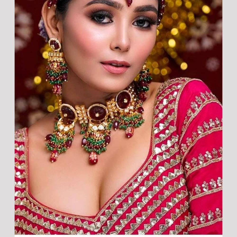 JCM Gold Plated Pota Stone And Beads Necklace Set