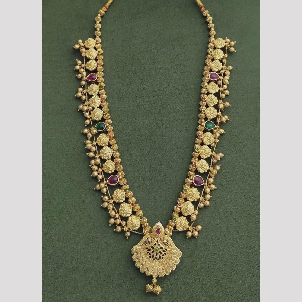 JCM Gold Plated Pota Stone Long Necklace Set