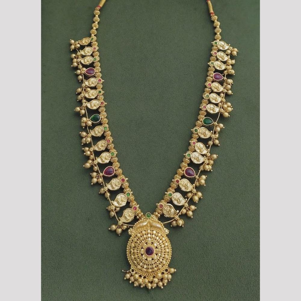 JCM Gold Plated Pota Stone Long Necklace Set