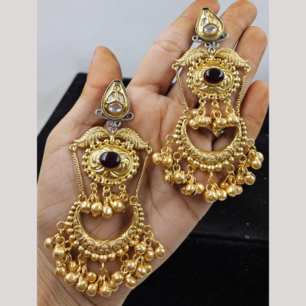 JCM Gold Plated Pota Stone Dangler Earrings