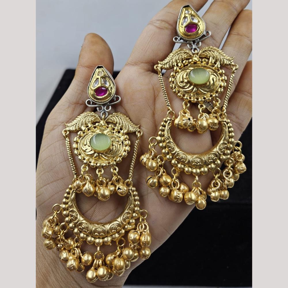 JCM Gold Plated Pota Stone Dangler Earrings