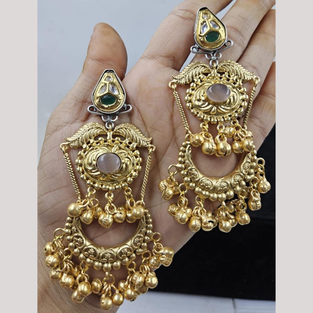 JCM Gold Plated Pota Stone Dangler Earrings