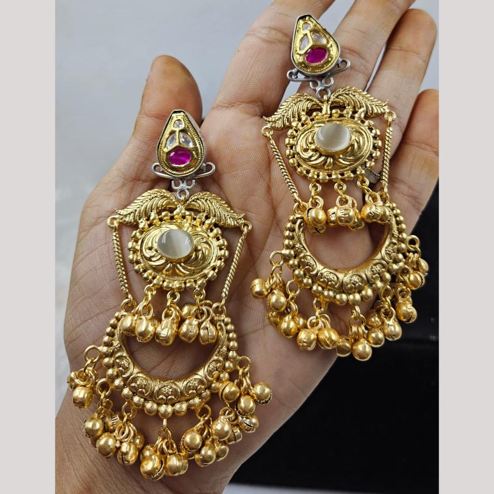 JCM Gold Plated Pota Stone Dangler Earrings