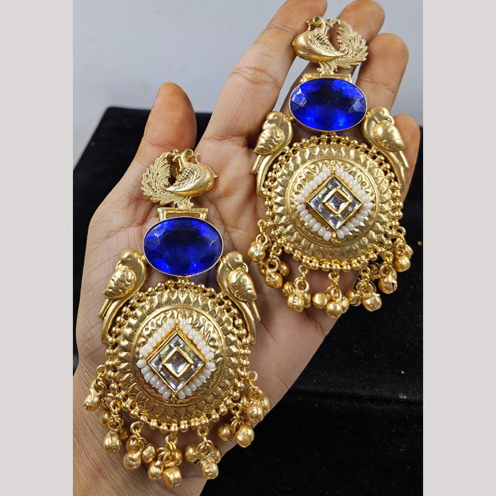 JCM Gold Plated Pota Stone Dangler Earrings