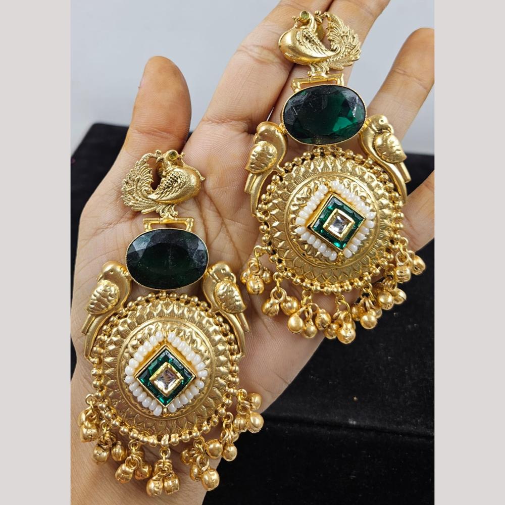 JCM Gold Plated Pota Stone Dangler Earrings