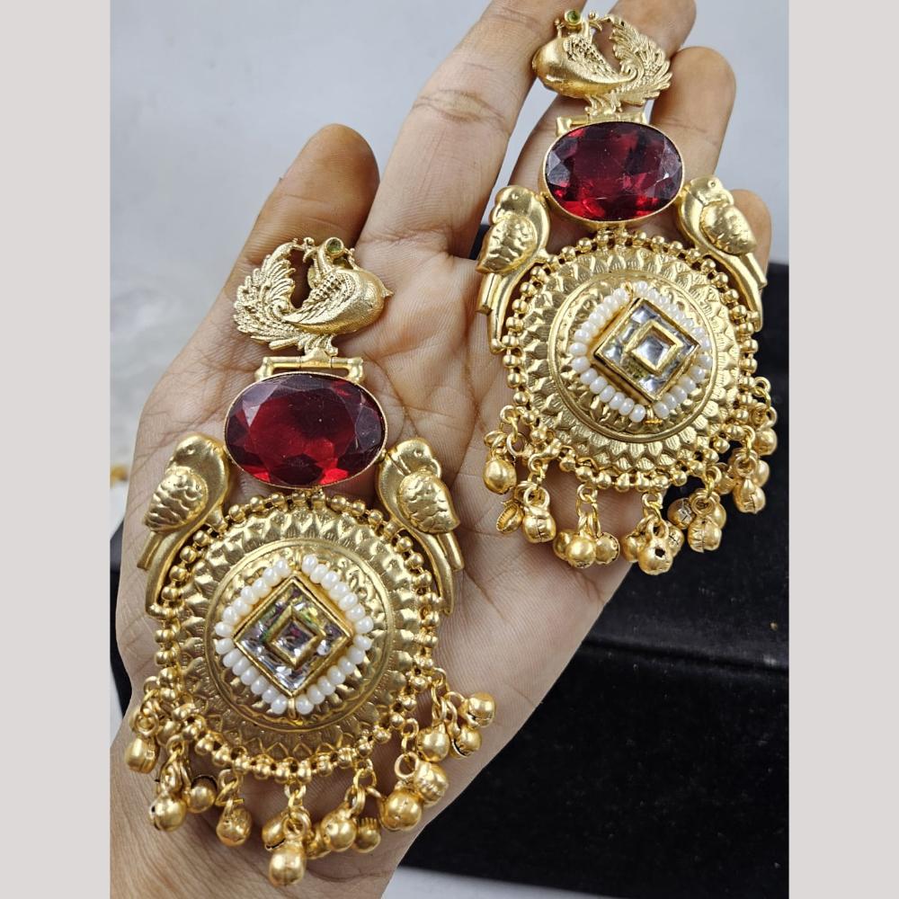 JCM Gold Plated Pota Stone Dangler Earrings
