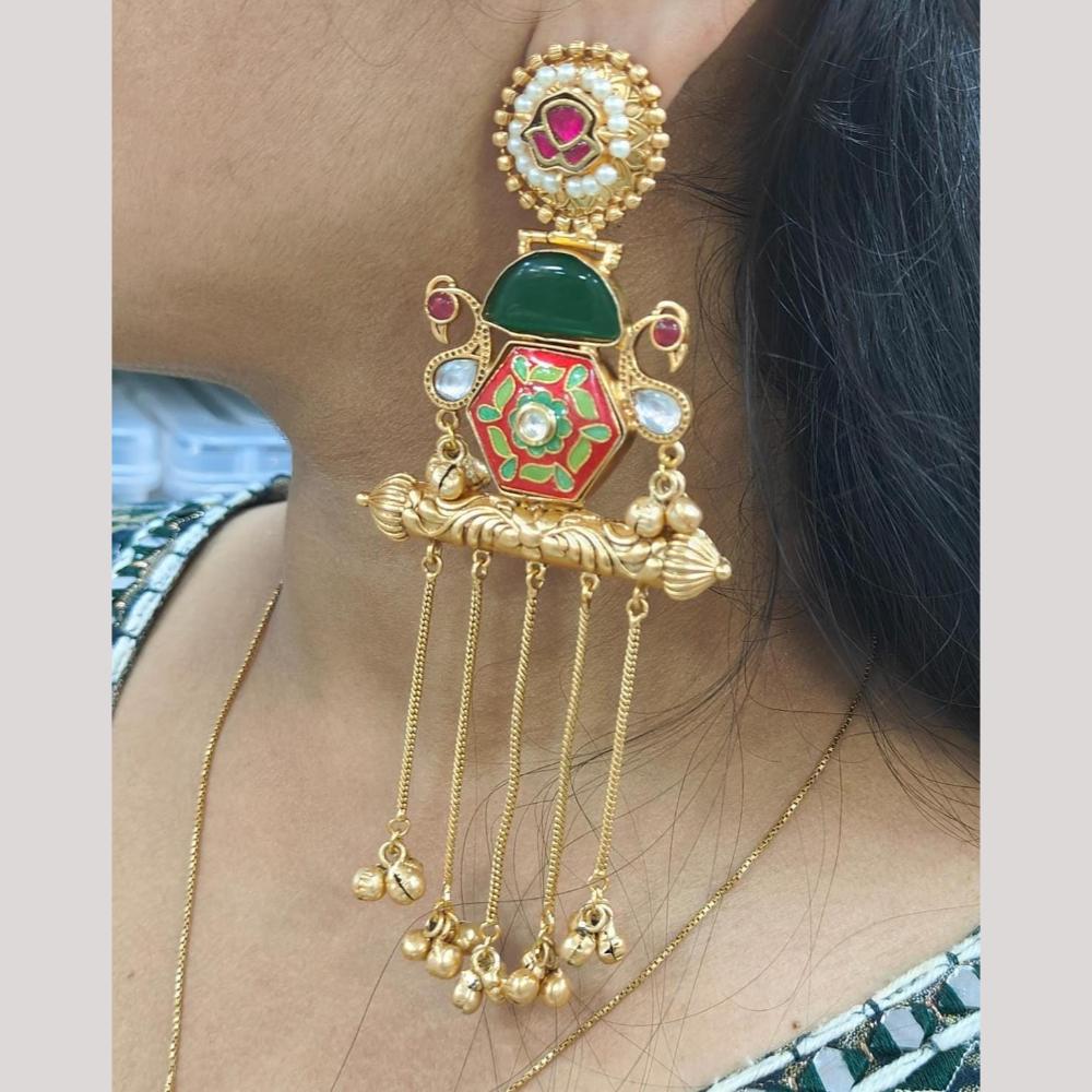 JCM Gold Plated Pota Stone Dangler Earrings