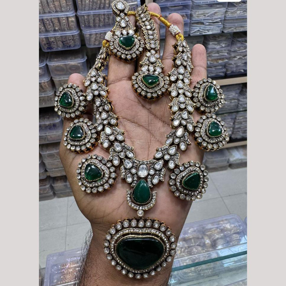 JCM Pota Stone And Polki Kundan Necklace Set