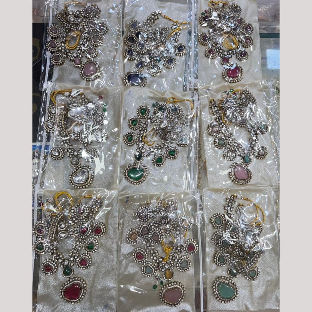 JCM Pota Stone And Polki Kundan Necklace Set