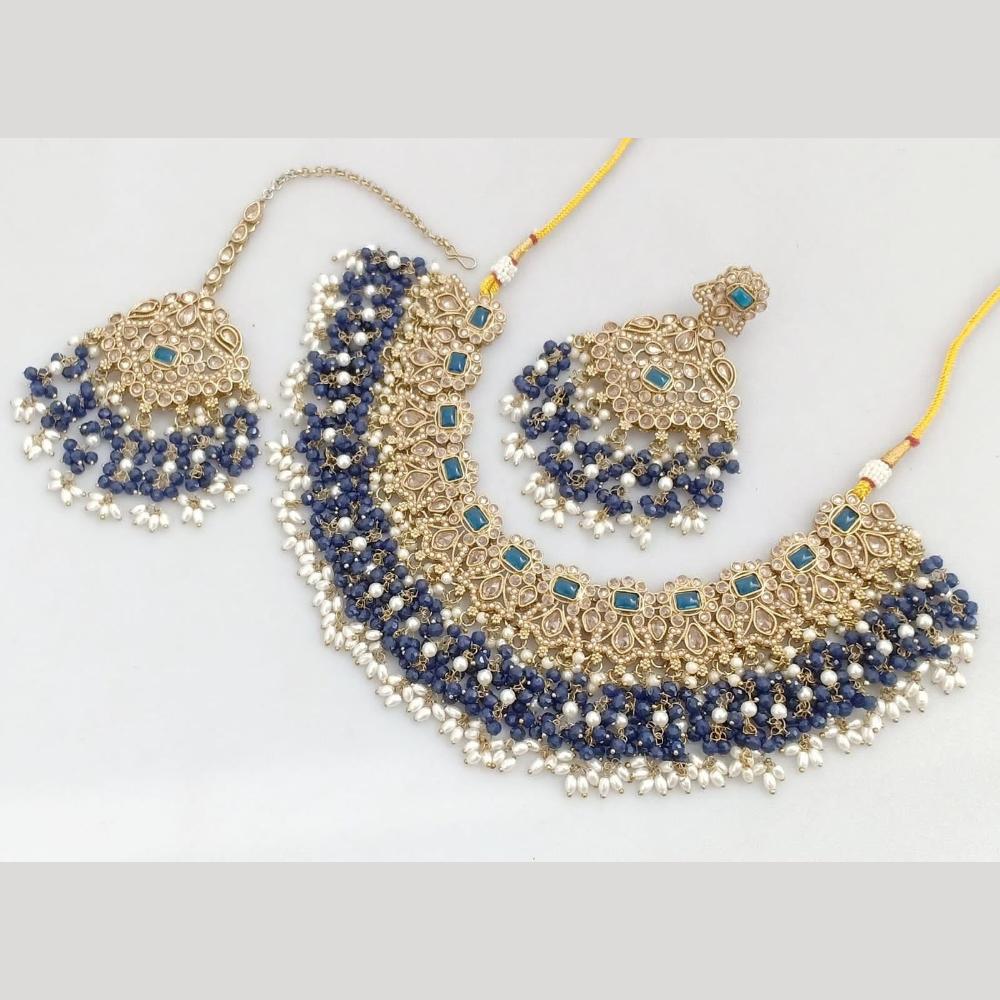 JCM Gold Plated Crystal And Pota Stone Necklace Set