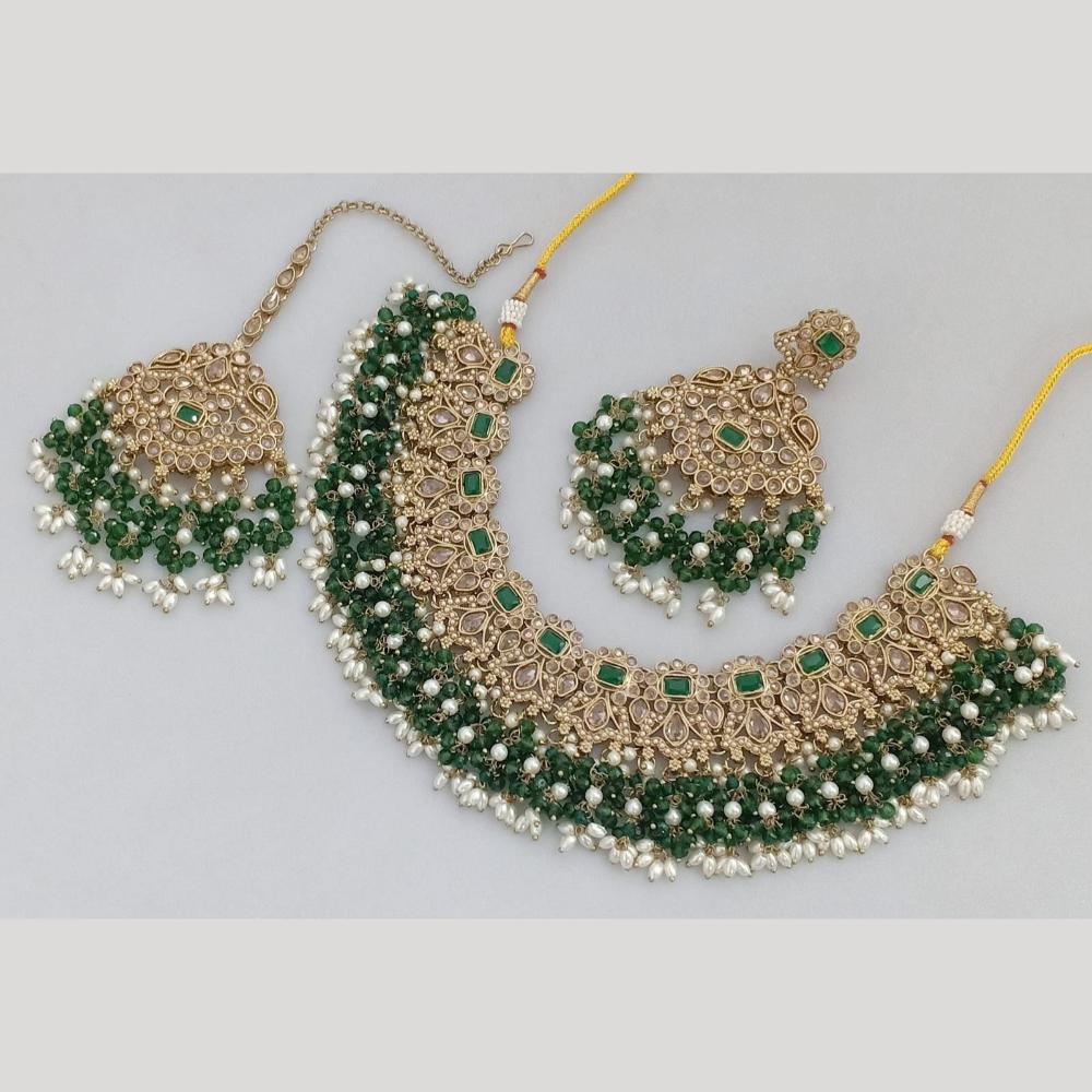 JCM Gold Plated Crystal And Pota Stone Necklace Set