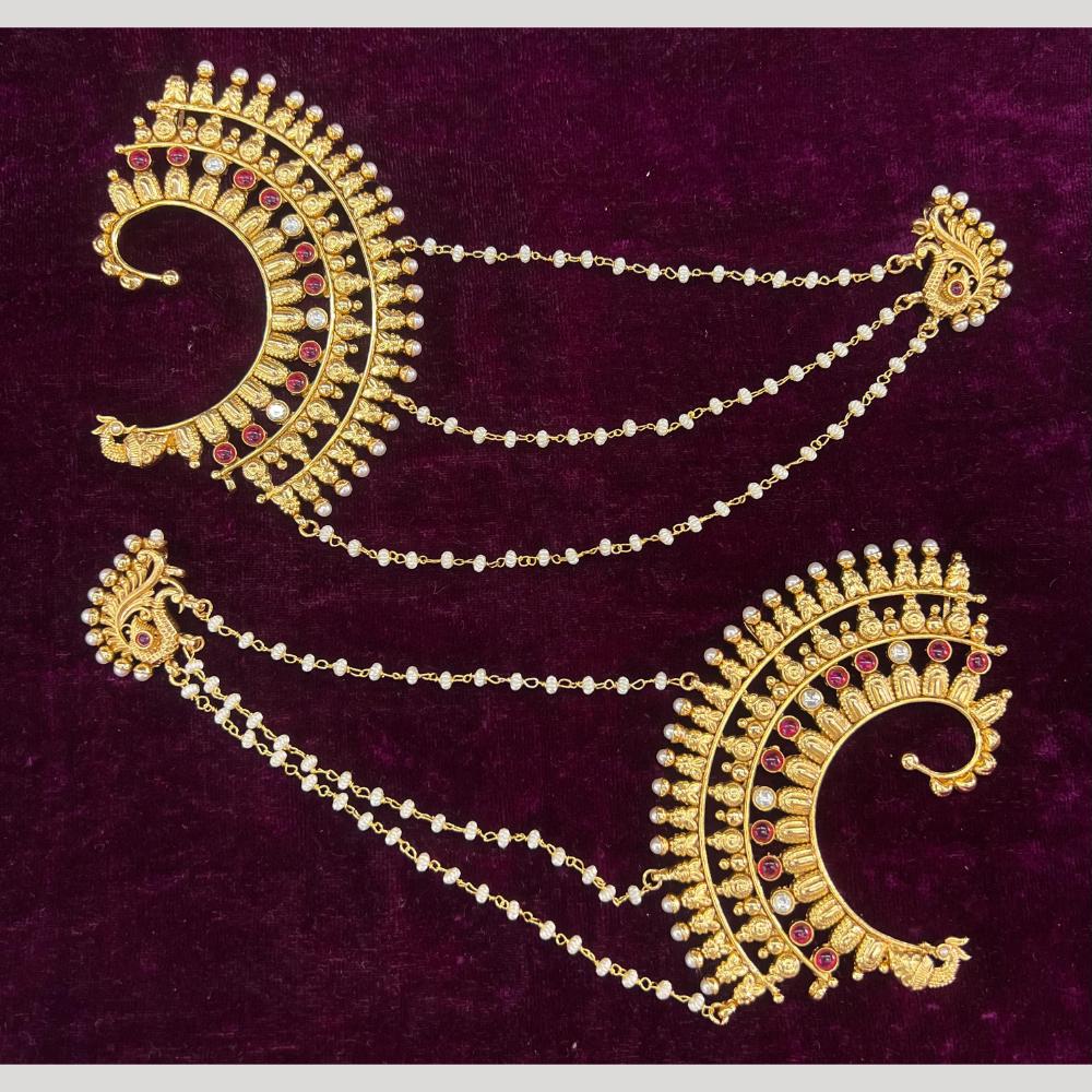 JCM Gold Plated Pota Stone And Pearls Kanchain