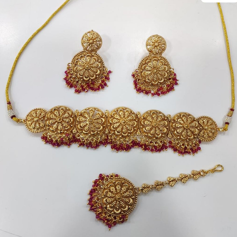 JCM Gold Plated Beads Choker Necklace Set