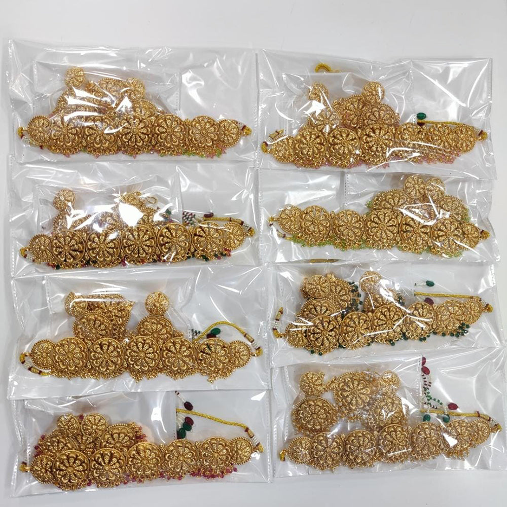 JCM Gold Plated Beads Choker Necklace Set