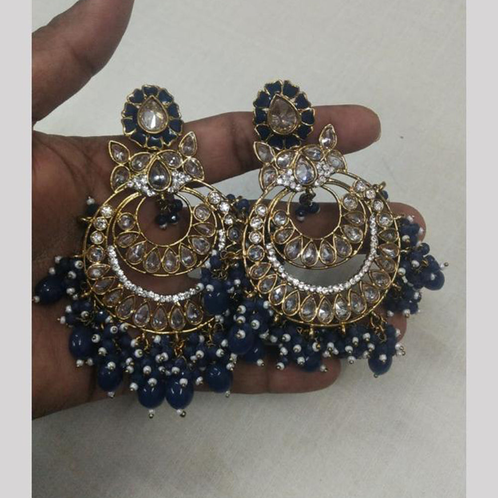 JCM Gold Plated Crystal Stone And Beads Dangler Earrings