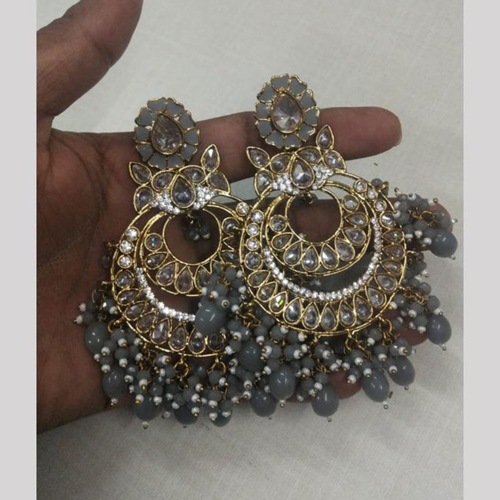 JCM Gold Plated Crystal Stone And Beads Dangler Earrings