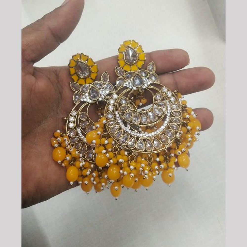 JCM Gold Plated Crystal Stone And Beads Dangler Earrings