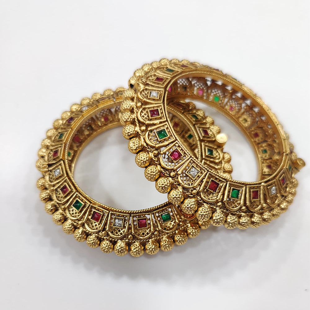 JCM Gold Plated Pota Stone Openable Bangle Set