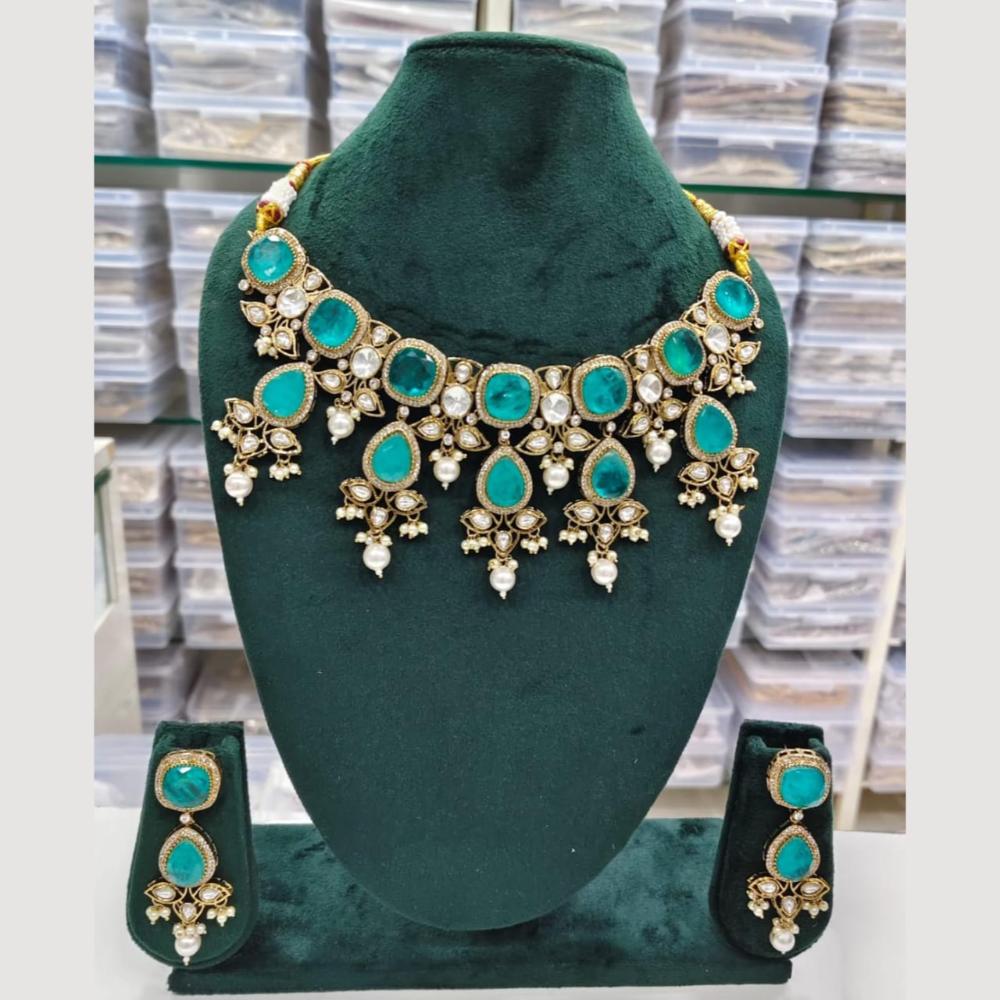 JCM Luxury Pearl And Crystal Stone Ideal for Special Events Necklace Set