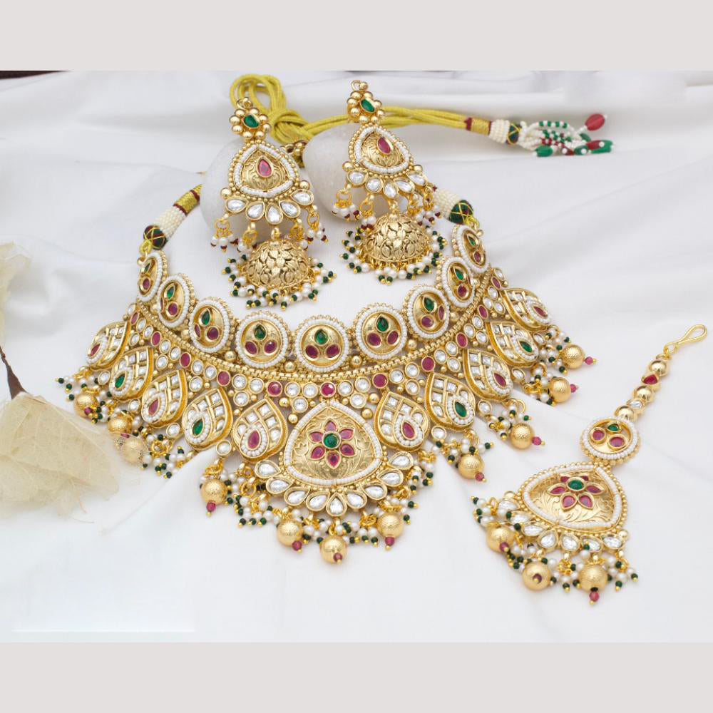 JCM Pota Stone And Pearl Beads Choker Necklace Set