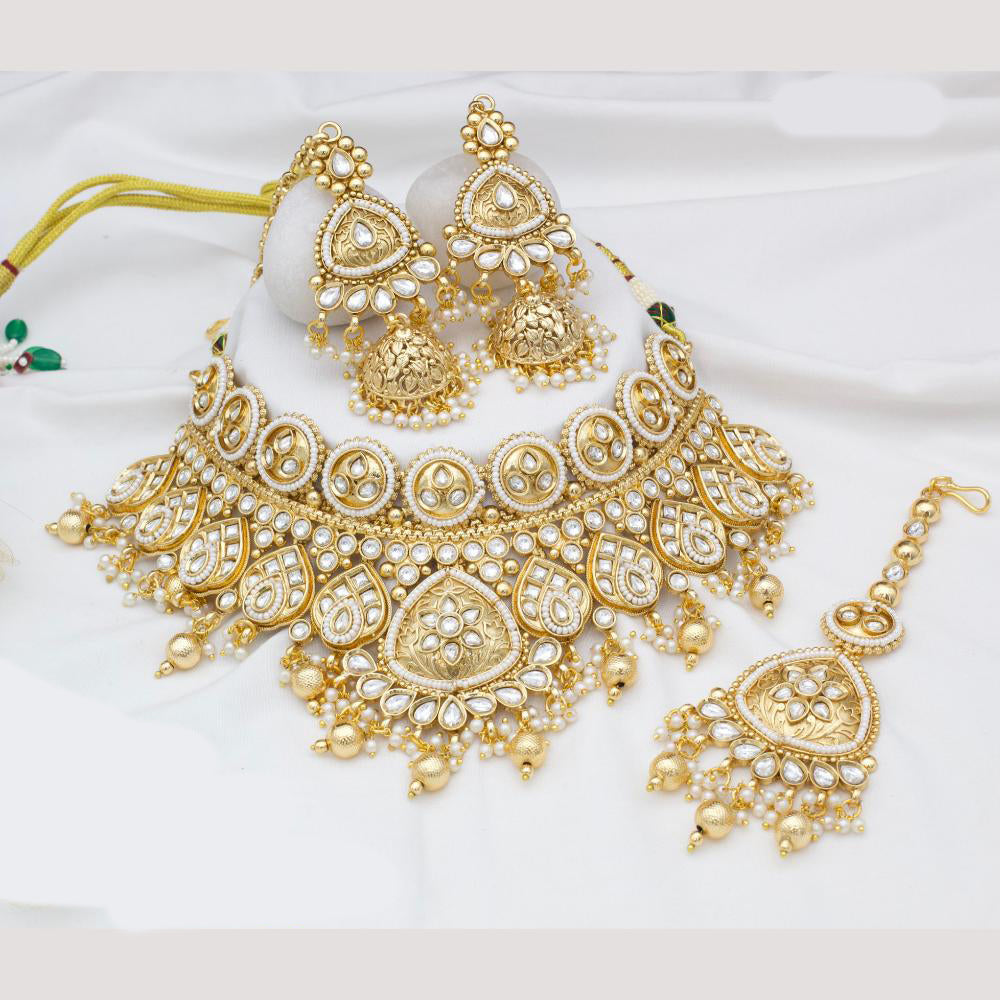 JCM Pota Stone And Pearl Beads Choker Necklace Set