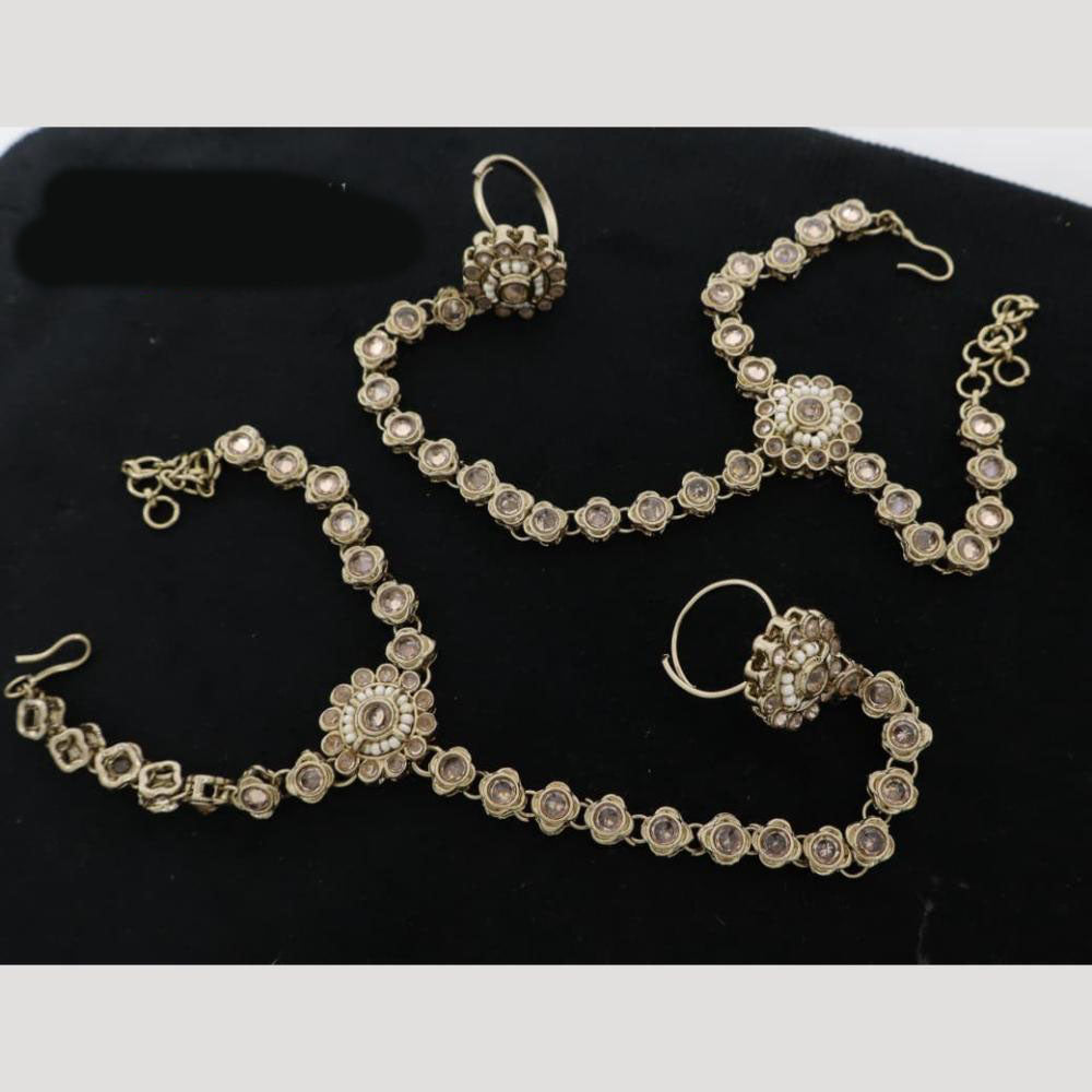 JCM Antique Floral Motifs Kundan Hand Harness