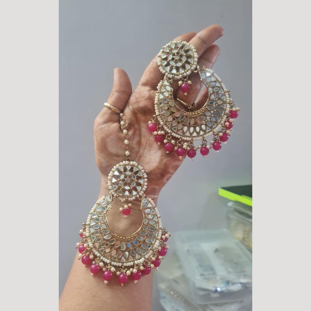 JCM Bold Chandbali with Mirror and Pearl Dangler Earrings