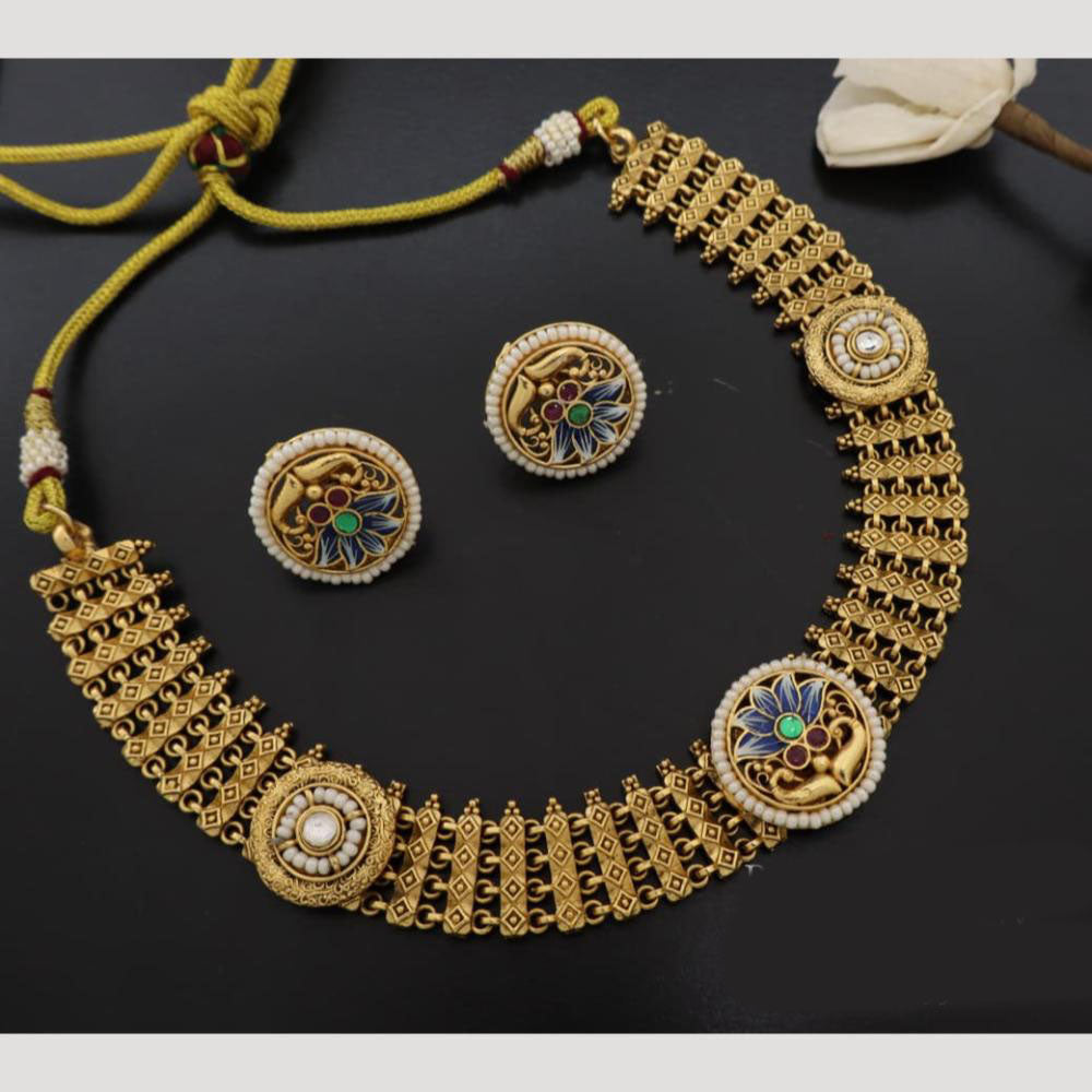 JCM Floral Design with Pota Stone and Beads Necklace Set