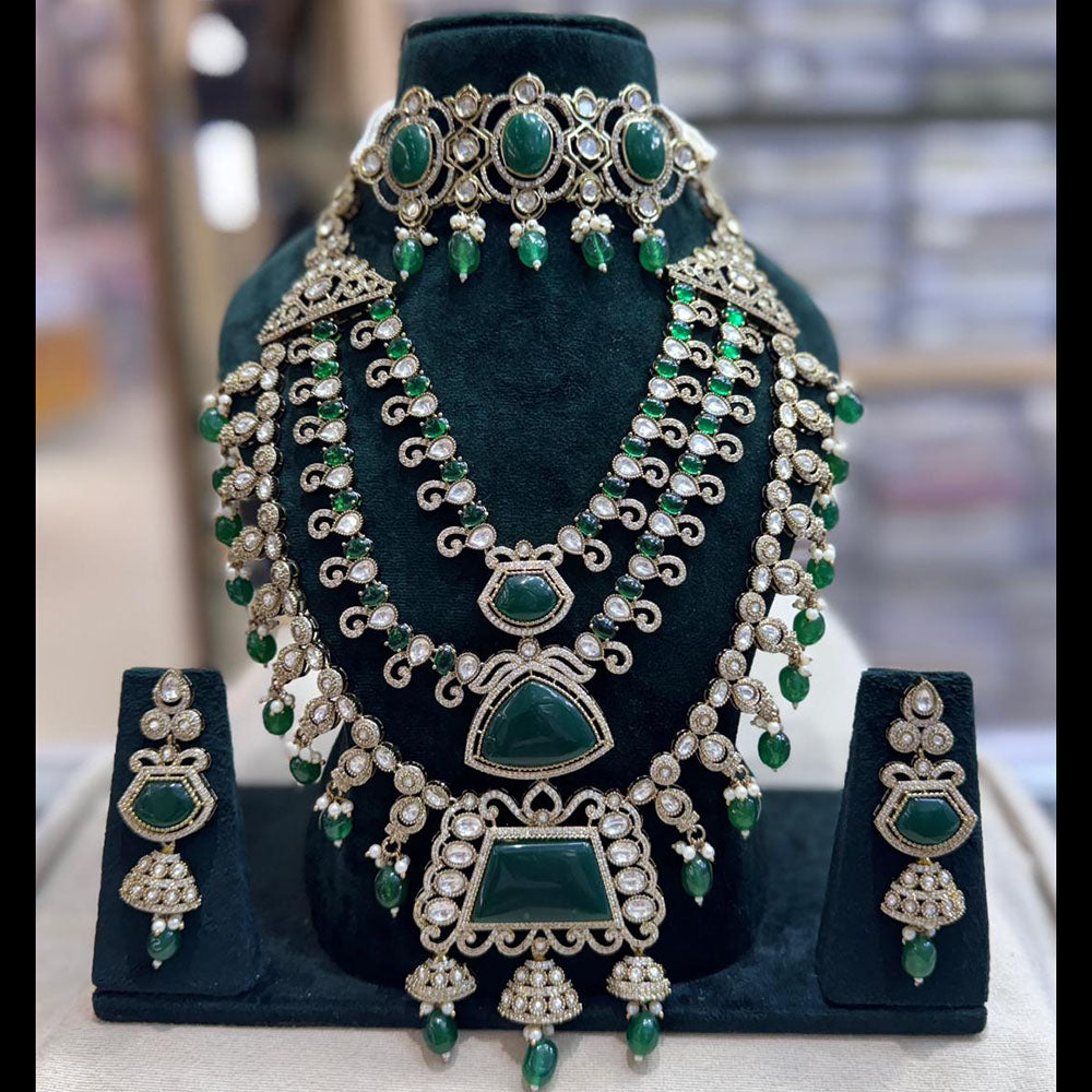 JCM Traditional Pota Stone Beads With Pearl Double Necklace Set