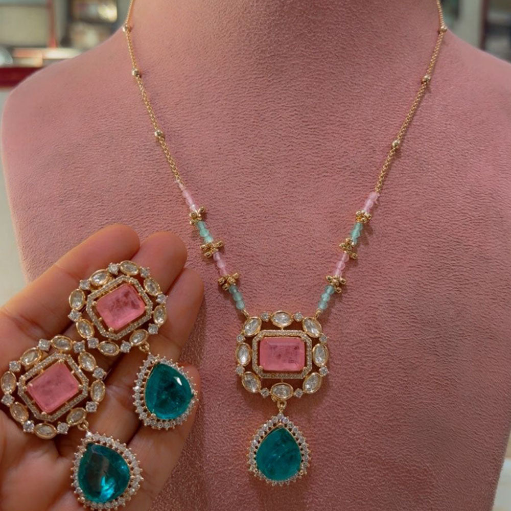 JCM Grand Polki Kundan Stone And Pearl Statement Necklace Set