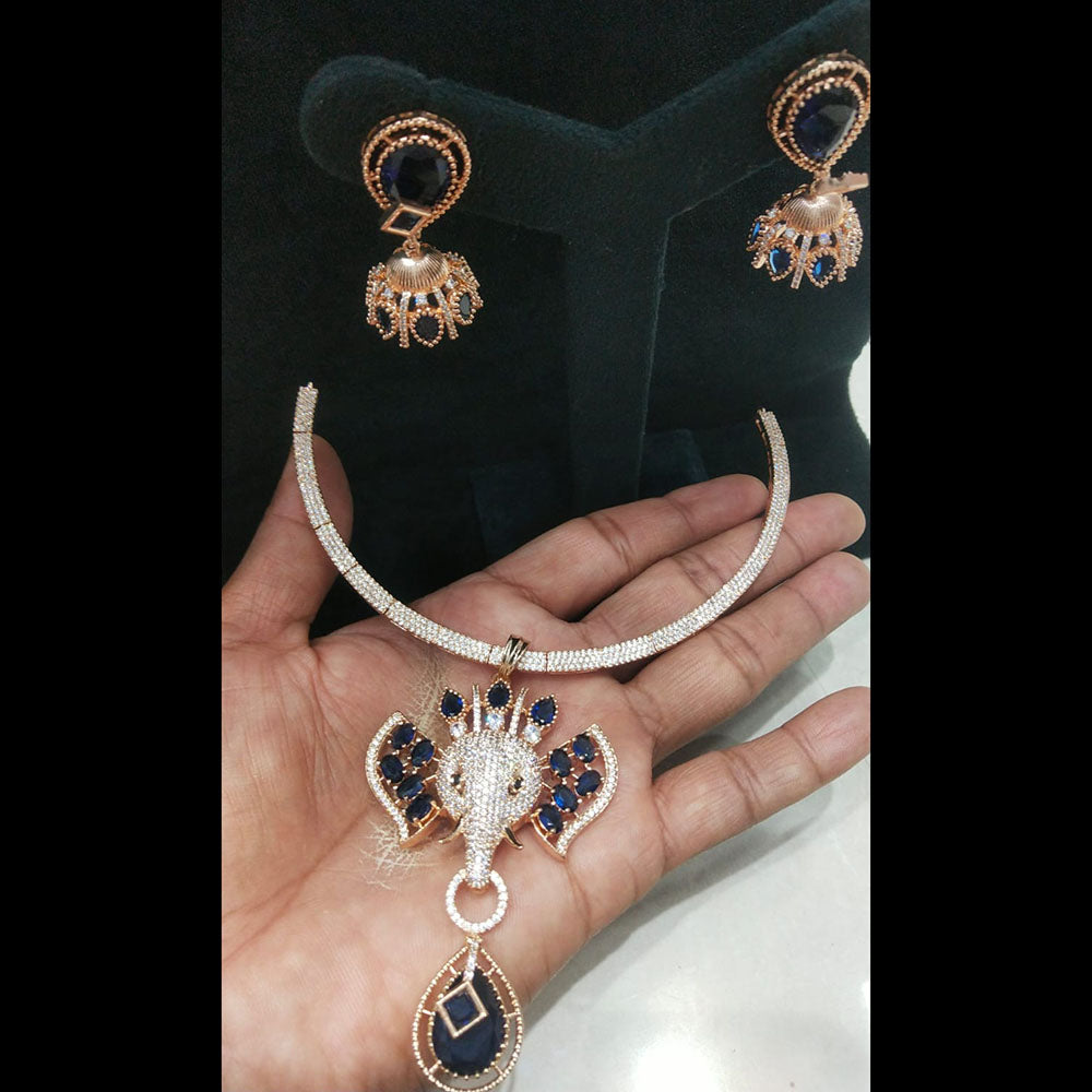 JCM Elegant Crystal Stone And Austrian Stone Elephant Necklace Set