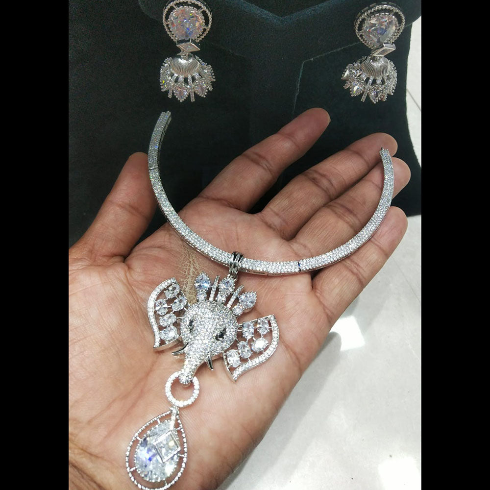 JCM Elegant Crystal Stone And Austrian Stone Elephant Necklace Set