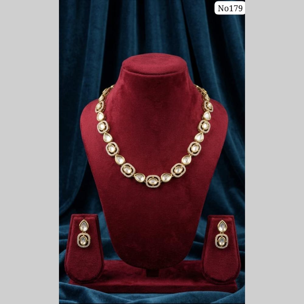 JCM Grand Polki Kundan Stone Statement Necklace Set