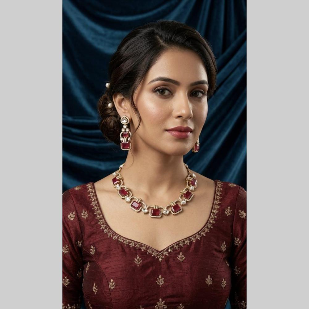 JCM Designer Crystal Stone Statement Necklace Set