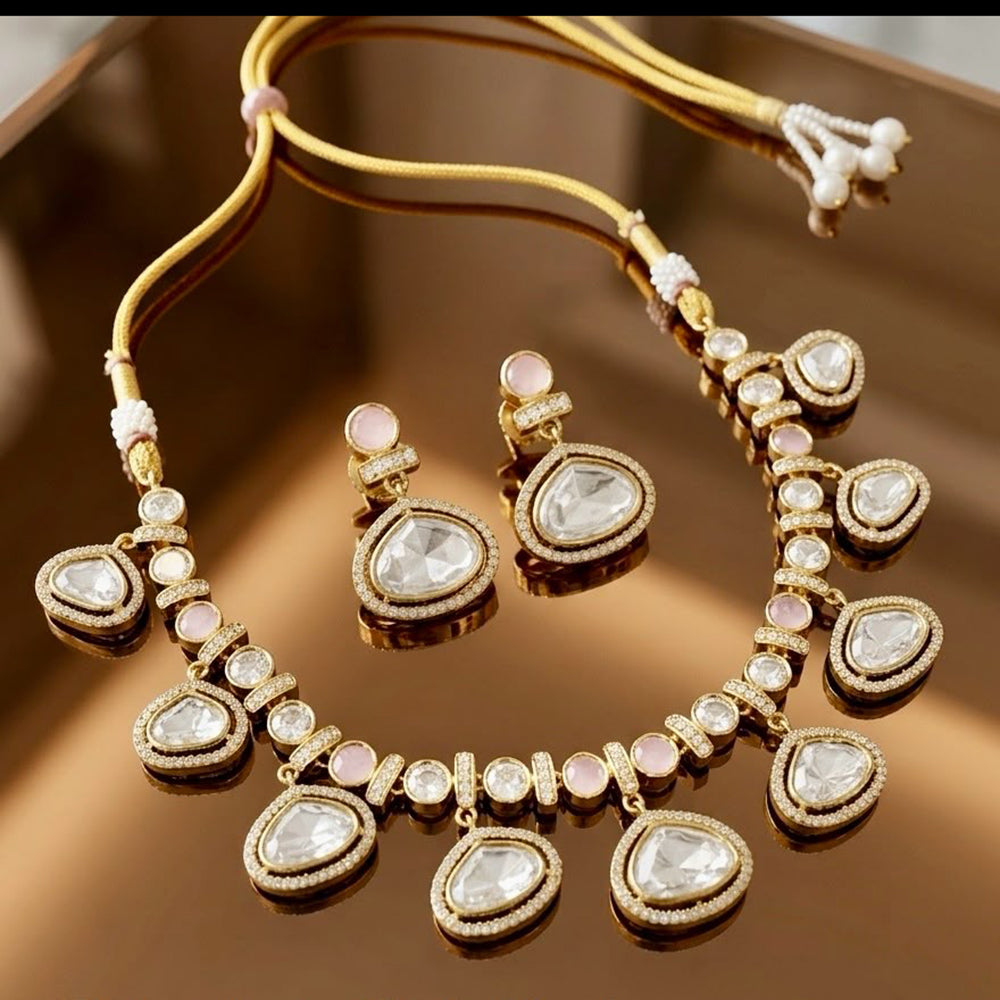 JCM Luxury Polki Kundan Stone Necklace Set for Women