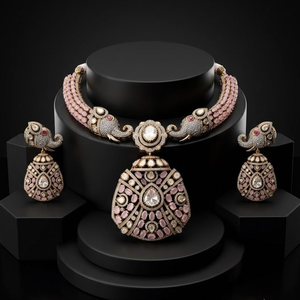 JCM Elegant Polki Kundan Stone Choker Necklace Set