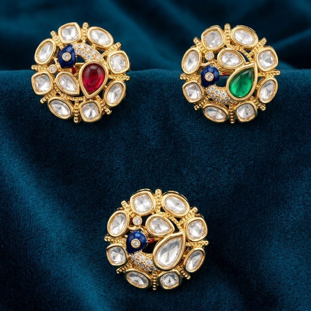 JCM Designer Kundan Stone And Meenakari FingerRing