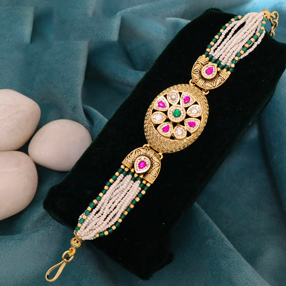 JCM Luxury Pota Stone And Pearl Adjustable Bracelets