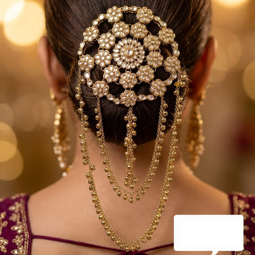 JCM Kundan Stone And Pearl Statement Hair Accessories
