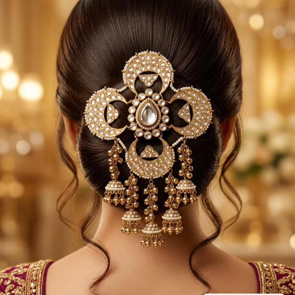 JCM Kundan Stone And Pearl Statement Hair Accessories