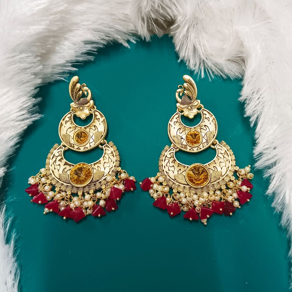 Darshana Jewels Crystal Stone Gold Plated Dangler Earrings