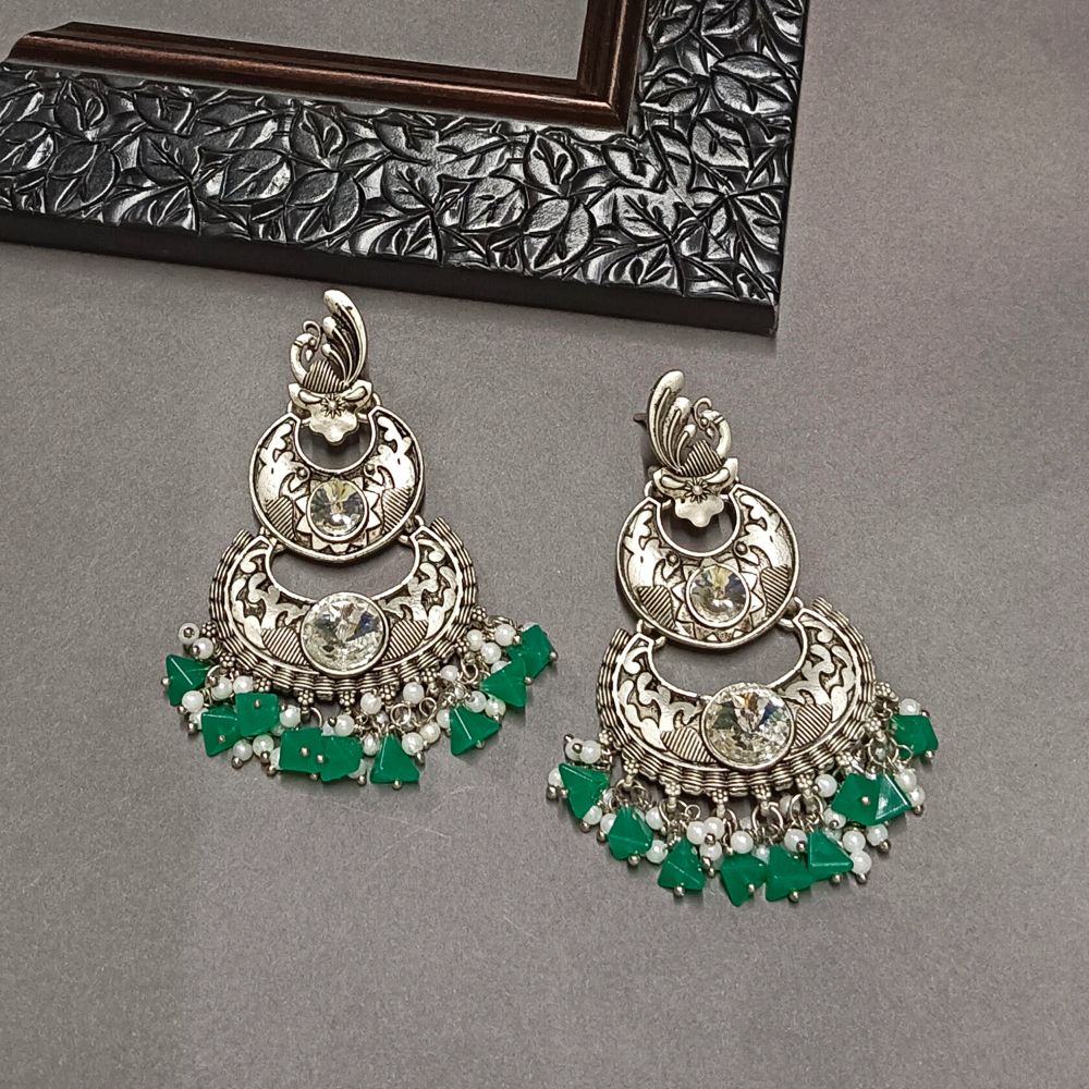 Darshana Jewels Crystal Stone Silver Plated Dangler Earrings