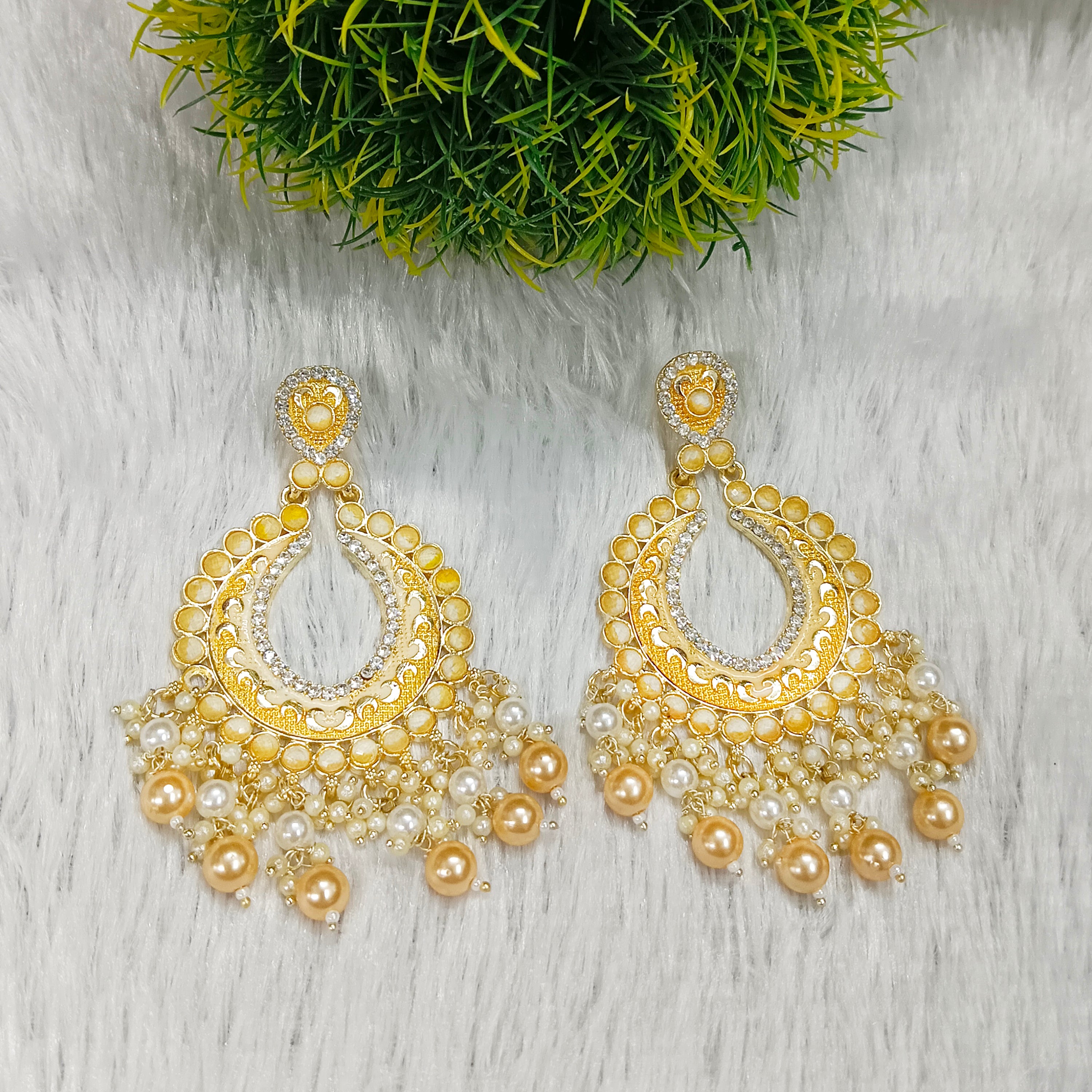 Darshana Jewels Gold Plated Meenakari Dangler Earrings
